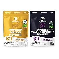 Jungle Powders 5oz Organic Mango & 5oz Organic Black Raspberry Bundle: Freeze-Dried Mango Powder & Black Raspberry Powder - Superfood Extracts for Baking, Smoothies, Desserts
