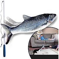 Ontel Flippity Fish Interactive Cat Toy with Catnip & Fishing Pole - Touch Activated, Rechargeable Pet Toy to Help Reduce Stress & Bad Behavior (Pack of 1) - As Seen On TV