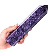 Large Healing Crystal Wand Purple Lepidolite Point Natural Crystal Obelisk Tower Decor 2.2-2.6 LBS