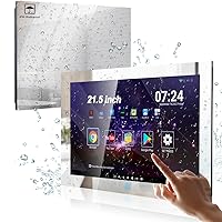Haocrown 【500 cd/㎡ High-Brightness Updated 2023 Model】 21.5 Inch Bathroom TV IP66 Waterproof Touch Screen Smart Mirror TV Android 11 Full HD 1080p Television with ATSC Tuner(8GB+64GB)