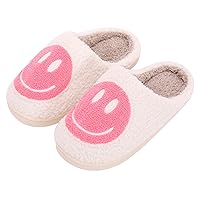 Retro Happy Face Slippers Bad Cute Bunny Slippers Soft Plush Comfy Warm Fuzzy Slippers Women's Cozy House Slippers