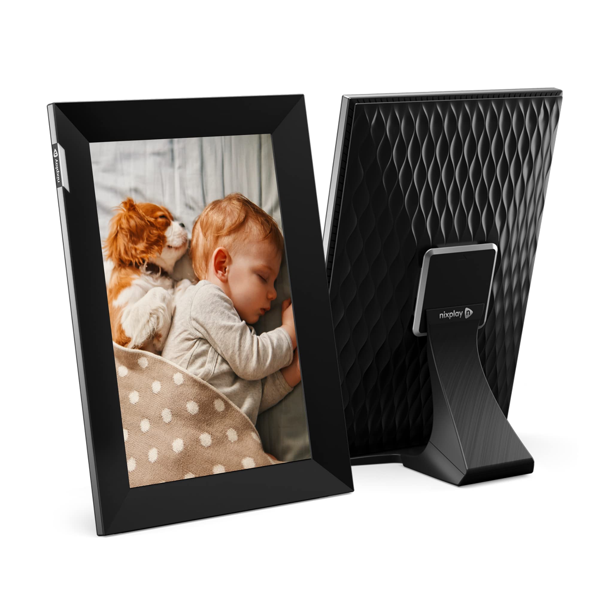 Nixplay W10K - Black Silver 10.1 inch Touch Screen Digital Picture Frame with WiFi - Unlimited Cloud Photo Storage - Share Photos and Videos Instantly via Email or App - Preload Content