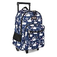 Tilami Rolling Backpack 18 inch Double Handle Wheeled Boys Girls Travel School Children Luggage Toddler Trip, Swan Blue