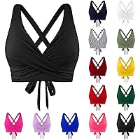 AODONG Your Orders Womens Bathing Suits Swim Suits for Women 2024 Wrap Push Up Padded Criss Cross Tie Back Swimwear Tops