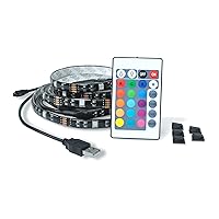 Good Earth Lighting 7ft LED 16-Color Flexible TV Tape Light - USB Plug-in, Remote Control - 30,000 Hour Rated Lamp Life - Black Finish