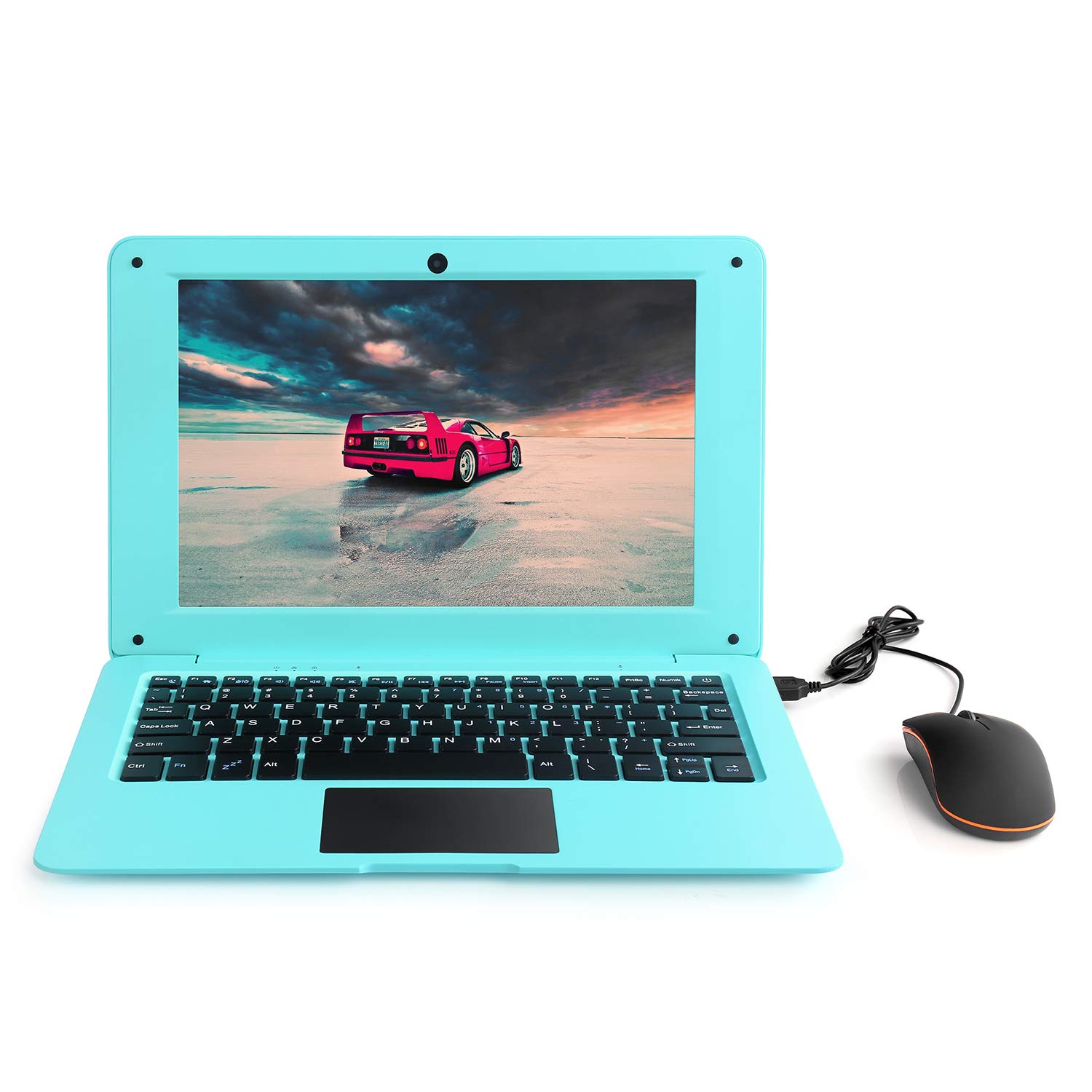 Goldengulf Portable 10.1 Inch Online Learning Computer Laptop Windows 10 OS Preinstalled Quad Core 32GB Netbook HDMI Webcam Office Netflix YouTube (Blue)