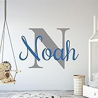 EGD Personalized Multiple Font Wall Stickers for Baby Girl or Boy I Custom Name & Initial for Nursery Wall Decor I Wall Decal for Child Room Decorations I Multiple Sizes and Colors Options