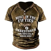 Men's T-Shirts, Plus Size Trendy Summer Short Sleeve Outdoor Top Fashion Printed Retro Shirt Short Sleeve Sports T Shirts Father's Day Gift