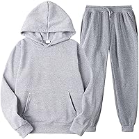 DuDubaby Men'S Hooded Sportswear Two-Piece Long Sleeved Pullover Hoodie Sweatshirt+Sweatpants Set