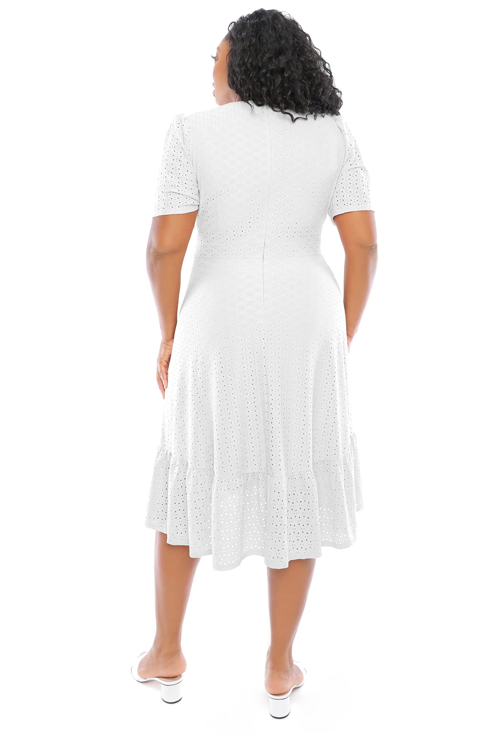 London Times Women's Short Sleeve Ruffle Wrap Dress