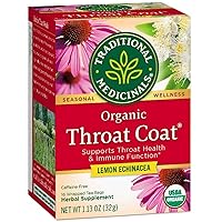 Traditional Medicinals Organic Throat Coat Lemon Echinacea Herbal Tea, Supports Throat Health (16 Count (Pack of 2))