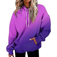 Hoodies For Women Drawstring Casual Gradient Color Sweatshirt For Women Fashion Oversized Loose Fit Hoodie Going Out Tops For Women
