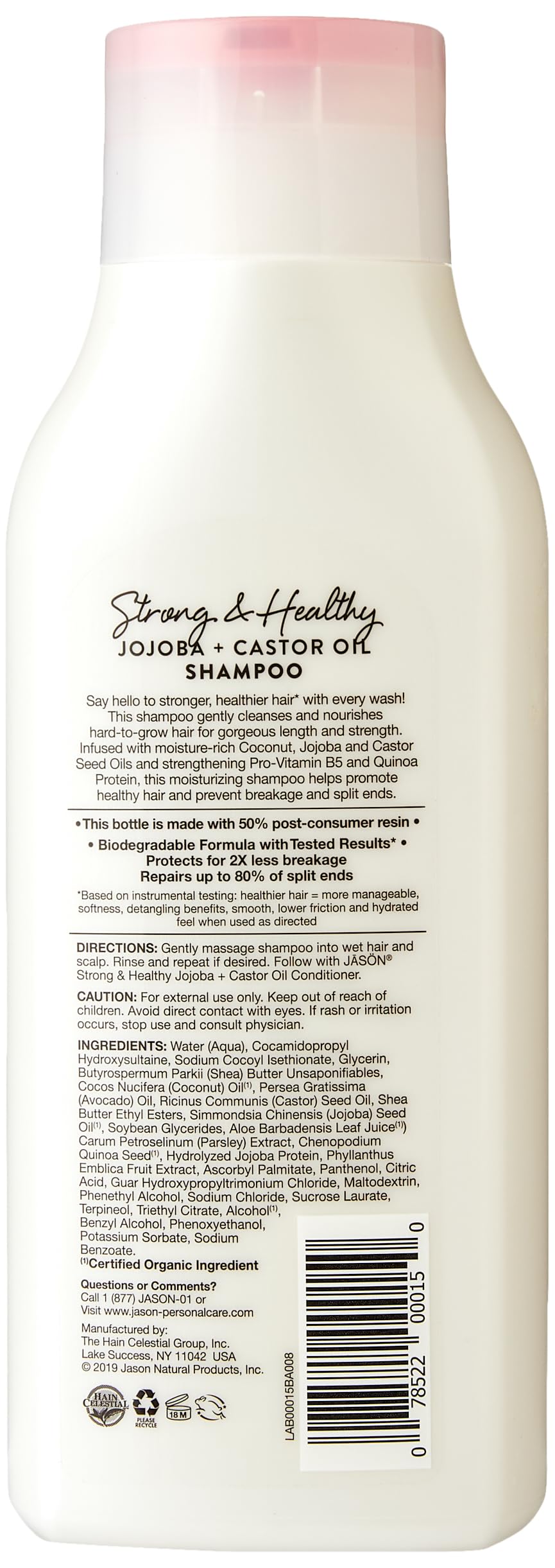 JASON Long and Strong Jojoba Shampoo, 16 oz. (Packaging May Vary)
