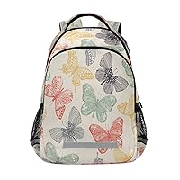 Rainbow Butterfly on Yellow Backpacks Travel Laptop Daypack School Book Bag for Men Women Teens Kids