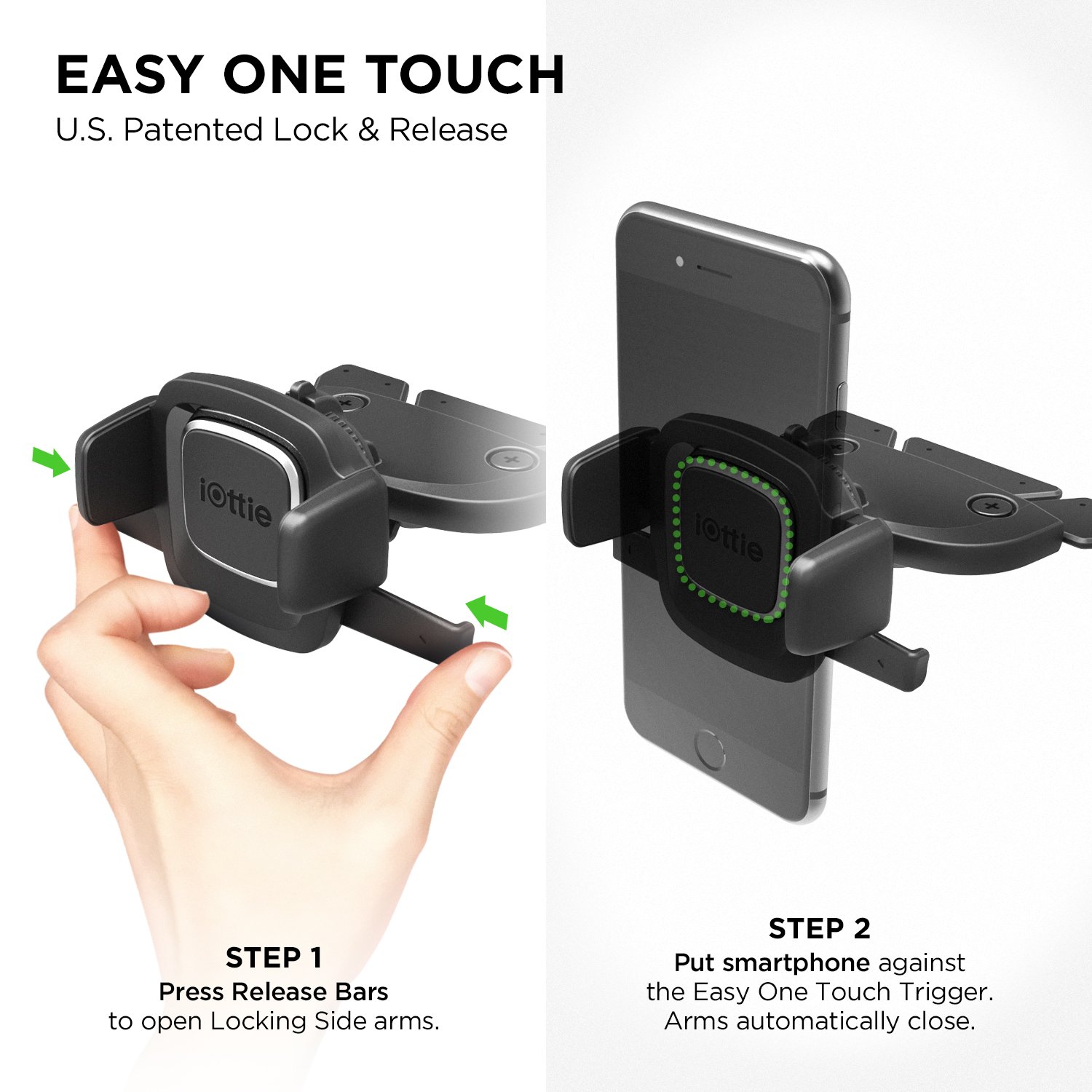 iOttie Easy One Touch 4 CD Slot Universal Car Mount Phone Holder, For IPhone, Samsung, Moto, Huawei, Nokia, LG, Smartphones,Black