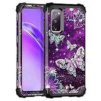 Rancase for Galaxy S20 FE 5G Case,Three Layer Heavy Duty Shockproof Protection Hard Plastic Bumper +Soft Silicone Rubber Protective Case for Samsung Galaxy S20 FE 5G,Butterfly