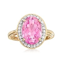 Ross-Simons 5.25 Carat Pink Topaz and .21 ct. t.w. Diamond Ring in 14kt Yellow Gold. Size 6