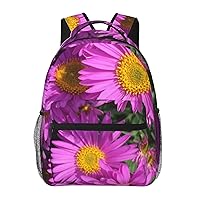 Summer Purple Flower Printed Lightweight Backpack Travel Laptop Bag Gym Backpack Casual Daypack