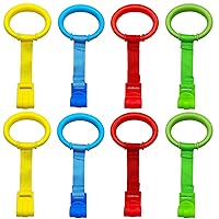 codree 8PCS Baby Crib Pull Rings, 4 Colors Baby Bed Stand Up Rings Baby Cot Hanging Rings Walking Assistant Stand Up Rings for Infant Baby Toddler