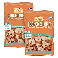 30/40 Cooked Peeled & Deveined Tail On Shrimp, 2 Pound (Pack of 2)