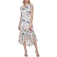 Tommy Hilfiger Women's Wild at Heart Chiffon Dress, Parchment Multi, 12