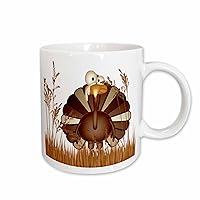 3dRose mug_164721_2 Funny Turkey In Tall Fall Grasses For Thanksgiving Ceramic Mug, 15 oz