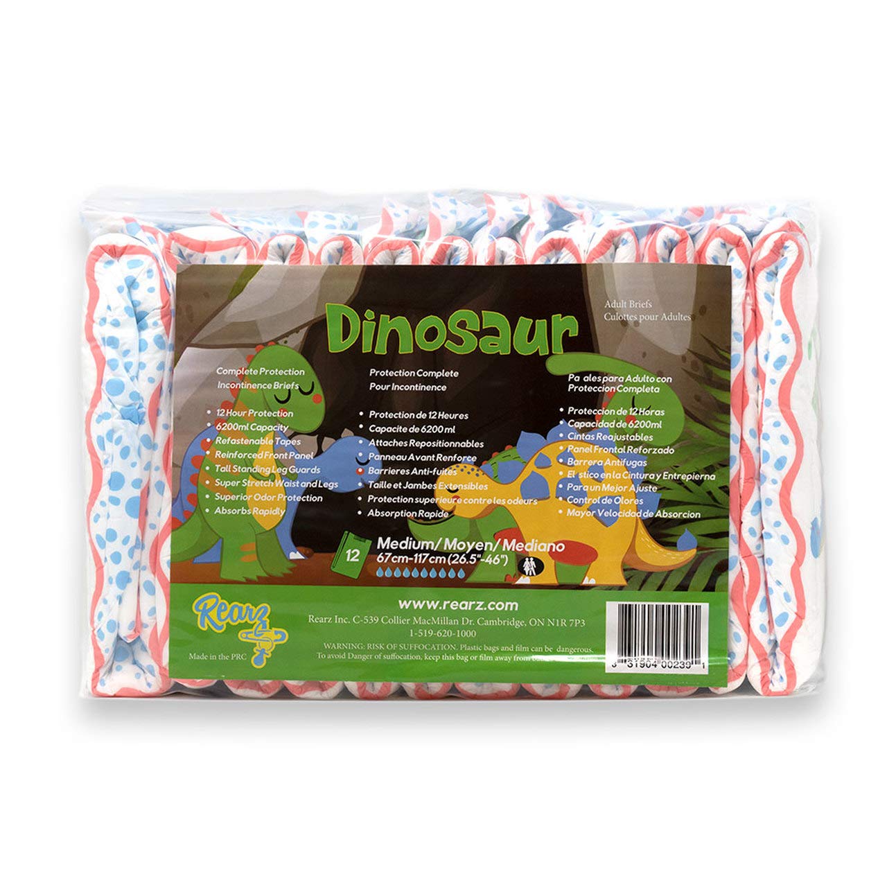 Rearz - Dinosaur - MEGA Adult Diapers 11,000ml (12 Pack) (X-Large)