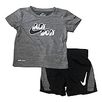 Nike Boy`s Dri-Fit T-Shirt & Shorts 2 Piece (12 Months, Black/Smoke Grey)