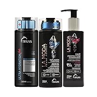 TRUSS Ultra Hydration PLUS Shampoo Bundle with La Moda Infusion Conditioner and Leave-In Hair Protector