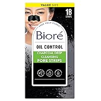 Charcoal, Deep Cleansing Pore Strips, Nose Strips for Blackhead Removal on Oily Skin, with Instant Pore Unclogging, features Natural Charcoal, See 3x Less Oil, 18 Count