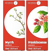 Myrrh Oil for Skin & Frankincense Oil for Skin Set - 100% Pure Therapeutic Grade Essential Oils Set - 2x1 fl oz - H'ana