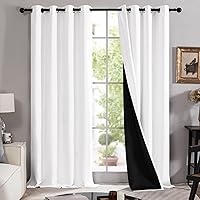 Deconovo 100% Blackout Curtains 108 Inches Long, Double-Layer Total Blackout Window Curtains, Energy Saving Lined Drapes for Huge Windows (Pure White, 2 Panels, 52W x 108L Inches)