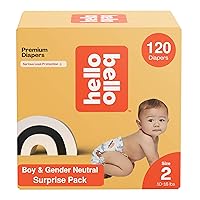 Diapers, Size 2 (10-16 lbs) Surprise Pack for Boys - 120 Count of Premium Disposable Baby Diapers, Hypoallergenic with Soft, Cloth-Like Feel - Assorted Boy & Gender Neutral Patterns 160002