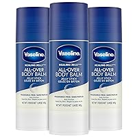 Vaseline All Over Body Balm Jelly Stick, Travel Size - Chafing Stick, Lotion for Extremely Dry Skin, Petroleum Jelly Sticks with Vitamin E for Glowing Skin, Unscented, 1.4 Oz Ea (Pack of 3)