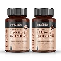 pureclinica Hyaluronic Acid 300mg x 360 Tablets (2 Bottles of 180-12 Months Supply). Triple Strength Hyaluronic Acid. 300% Stronger Than Any Other HLA Tablet.