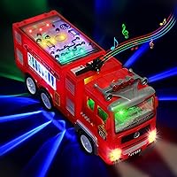 ZAIQUN Fire Truck Engine Vehicle Toy Set with Sound & Lights 5-in-1 Friction Power Carrier Truck/Extendable Emergency Fire Lifting Truck/Ladder Truck/Helicopter/Plane Vehicle Toys Set for 3+year 
