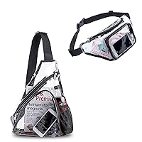 Product Image Clear Fanny Pack,Stadium Approved Waist Pack,Clear PVC Sling Bag - Stadium Approved Clear Shoulder Crossbody Backpack