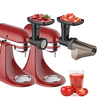 Fruit & Vegetable Strainer Attachment Set for Kitchenaid Stand Mixer, Includes Food Grinder Attachment with Sausage Stuffer Tubes and Juicer Auger, Meat Grinder Attachment for Kitchenaid by InnoMoon