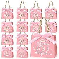 Saypacck 25 Pcs 1st Birthday Party Favors Onederful 1st Birthday Girl Favors Bags Onederful Gift Bags with Handles Baby 1st Birthday Decorations 1st Birthday Treat Bag for Party Supplies