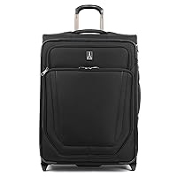 Travelpro Crew Versapack Softside Expandable 2 Wheel Upright Checked Luggage, TSA Lock, Built-in Fold-out Suiter, Men and Women, Jet Black, Checked Medium 26-Inch