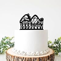 Roller Coaster Fairground Customized Mr.Mrs Acrylic Wedding Cake Topper & 6 inch Happy Birthday Cake Topper for Bridal Shower, Bachelorette Party, Anniversary,Birthdays.