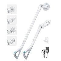 Tilswall M3 Electric Spin Scrubber, 1 Hour Fast Recharge Cordless Power Scrubber with Detachable Extension Handle and 4 Replacable Brush Head, Spin Cleaning Brush for Bathroom Tub Tile Shower Kitchen