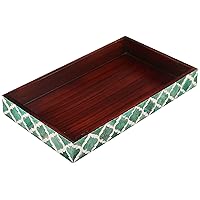 Handicrafts Home Decorative Guest Hand Towel Storage Tray Dispenser, Sturdy Holder for Disposable Paper Napkins - Bathroom Vanity Countertop Organization - 10x6 Inches, Green-White