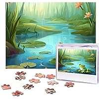Frog in a Pond Puzzles Personalized Puzzle 500 Pieces Jigsaw Puzzles from Photos Picture Puzzle for Adults Family (20.4