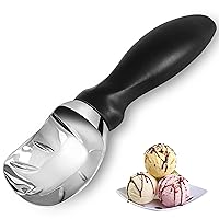 Ice Cream Scoop with Comfortable Grip Handle, Heavy Duty Stainless Steel, Perfect Shape Scoops, Ice Cream Scooper (Black)