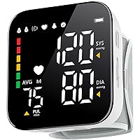 Blood Pressure Monitor Rechargeable Wrist Blood Pressure Cuff Adjustable Digital BP Machine 2x90 Readings Voice Broadcast Backlit Display for Home Use with Carrying Case