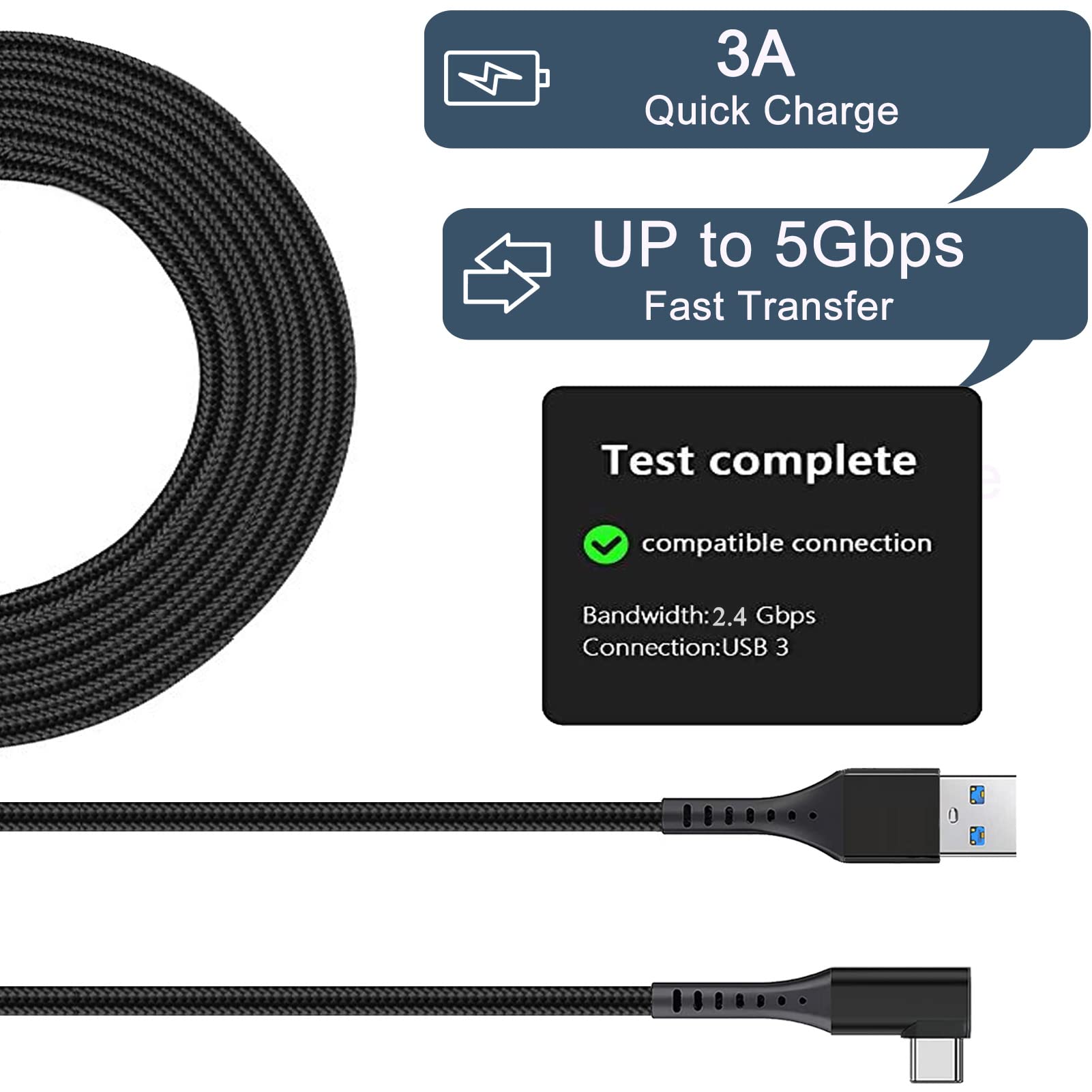 JAMYOK Link Cable 16 FT Compatible with Oculus/Meta Quest 2,VR Cable Compatible for Oculus/Meta Quest 2/1 Headset,USB 3.0 A to C,High Speed Data Transfer & Fast Charging,Durable Nylon Braided