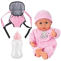 Bayer Design Dolls: My First: Words Baby Doll Carrier Set - Pink & Mouse Outfit - Makes 24 Baby Sounds, 13