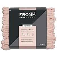 Fromm Softees Microfiber Salon Hair Towels for Hairstylists, Barbers, Spa, Gym in Light Pink, 16