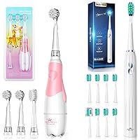 DADA-TECH Baby Electric Toothbrush Pink Ages 0-3 Years, Sonic Toothbrush White for Adult and Kids